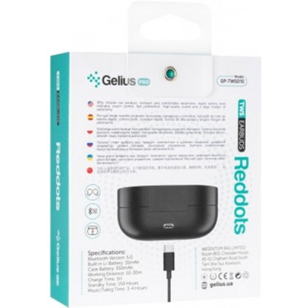 Фото - Уцінка - Навушники вкладиші бездротові TWS Gelius Pro Reddots TWS Earbuds GP-TWS010 Black (00000082297)