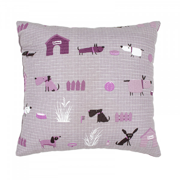 Фото - Подушка декоративна Home Line Полупанама ГАВ-ГАВ сіро-бузковий 40Х40 (178516)