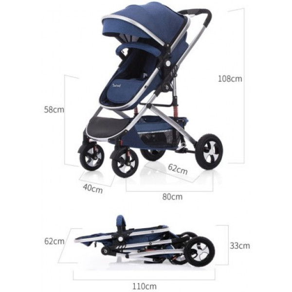 Фото - Коляска трансформер універсальна Jiaobei High landscape Blue (808)