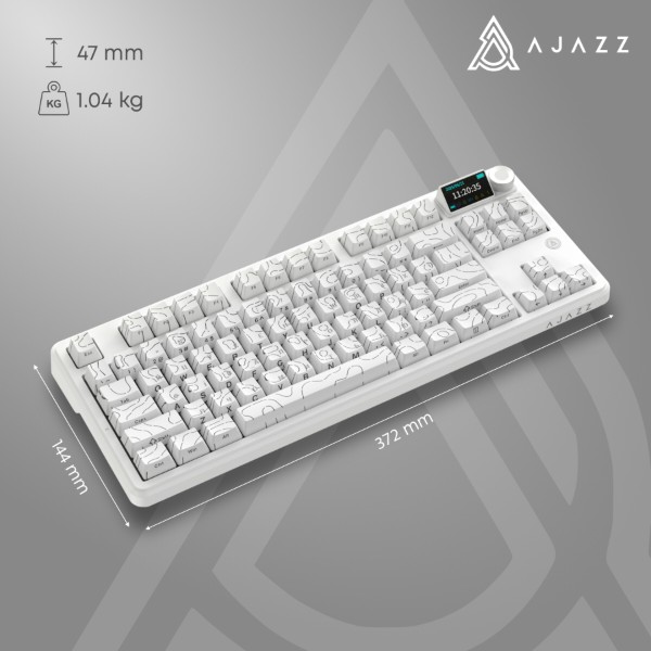 Фото - Клавіатура бездротова ігрова Ajazz AK870 V2 Side Contour White (AK870-V2-S-W)