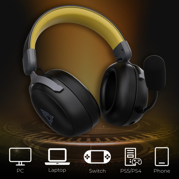 Фото - Гарнітура бездротова ігрова Ajazz AHM08 MAX 3-Mode Black (AHM08-MAX-BGY)