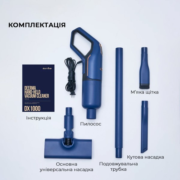 Фото - Пылесос ручной для дома Deerma Corded Stick Vacuum Cleaner Blue (DX1000W)