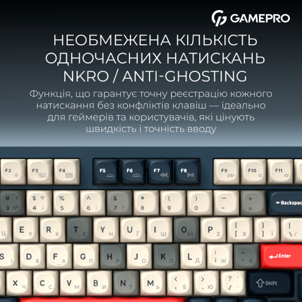 Фото - Клавіатура бездротова ігрова GamePro Asgard Drakkar Keychron Super Blue (MK305BL)