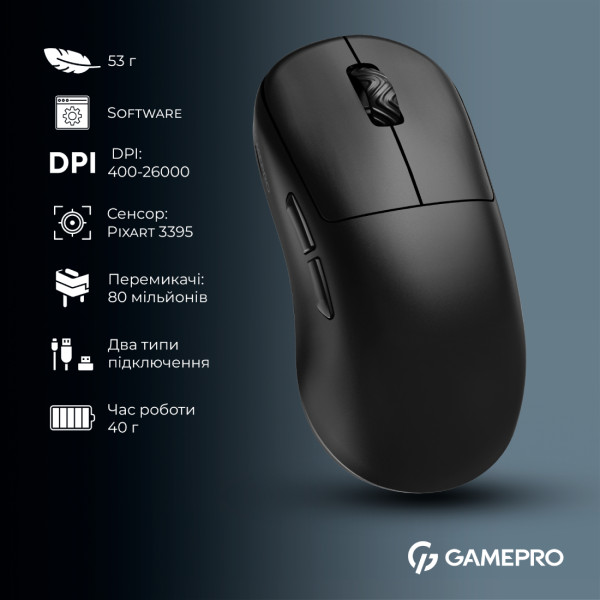 Фото - Мышь беспроводная игровая GamePro Asgard Loki Wireless RGB Black (GM022B) 