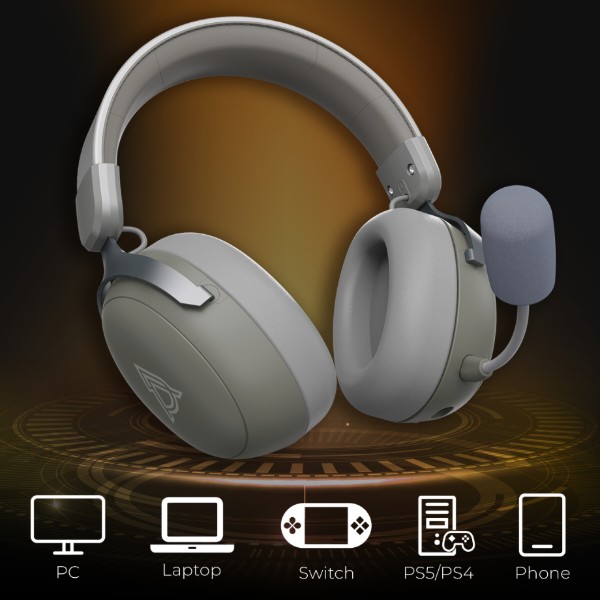 Фото - Гарнитура беспроводная игровая Ajazz AHM08 MAX 3-Mode Grey (AHM08-MAX-GW)