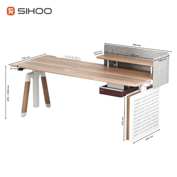 Фото - Стіл з електрорегулюванням висоти Sihoo D07 1.8m Maple/White (D07A-102/D07J-102-AB/DO7-P)