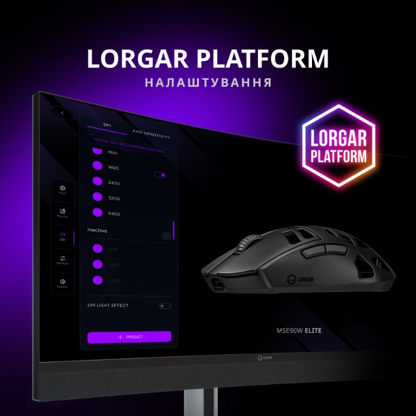 Фото - Миша бездротова ігрова Lorgar Elite MSE90W Wireless Gaming Mouse Elite Black (LRG-MSE90W-BK)
