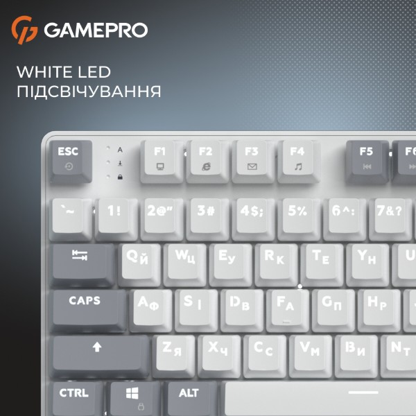 Фото - Клавіатура дротова GamePro Genesis Metallic Outemu Red Swithes USB White (MK110W)
