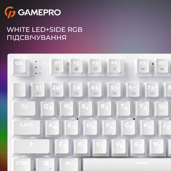 Фото - Клавіатура дротова GamePro Genesis Joker Outemu Red Swithes USB White (MK124W)