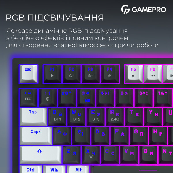 Фото - Клавиатура беспроводная игровая GamePro Asgard Valhalla Pro 75% Wireless/Bluetooth/USB Black (MK160B-D-Pro)