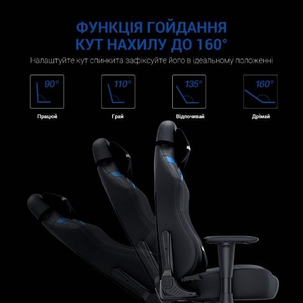 Фото - Крісло для геймерів Anda Seat Luna Size L Black/Blue PVC (AD18-44-BS-PV)