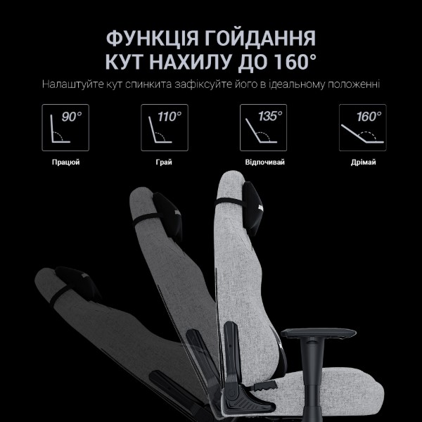 Фото - Крісло для геймерів Anda Seat Luna Size L Grey Fabric (AD18-44-G-F)