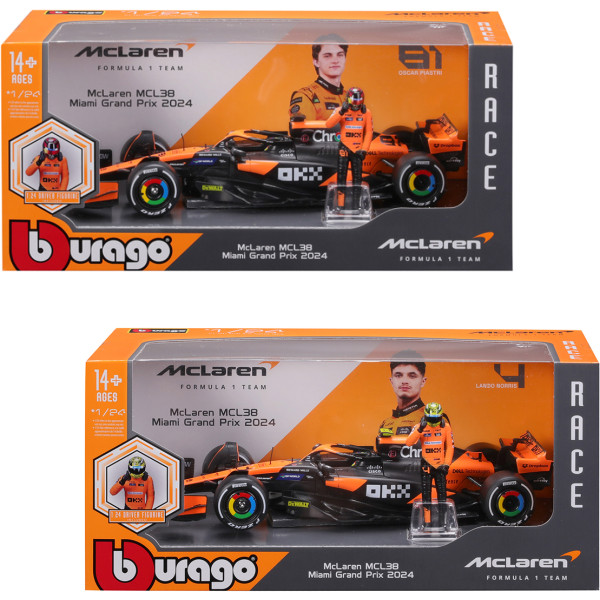 Фото - Колекційна машинка 1:24 Bburago з фігуркою - MCLAREN MCL38 1:24 (18-28040)