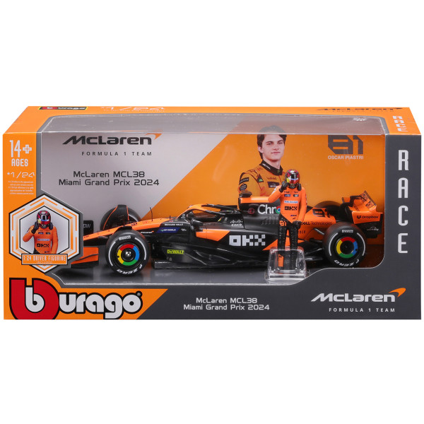 Фото - Колекційна машинка 1:24 Bburago з фігуркою - MCLAREN MCL38 1:24 (18-28040)