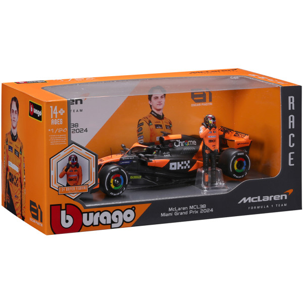 Фото - Колекційна машинка 1:24 Bburago з фігуркою - MCLAREN MCL38 1:24 (18-28040)