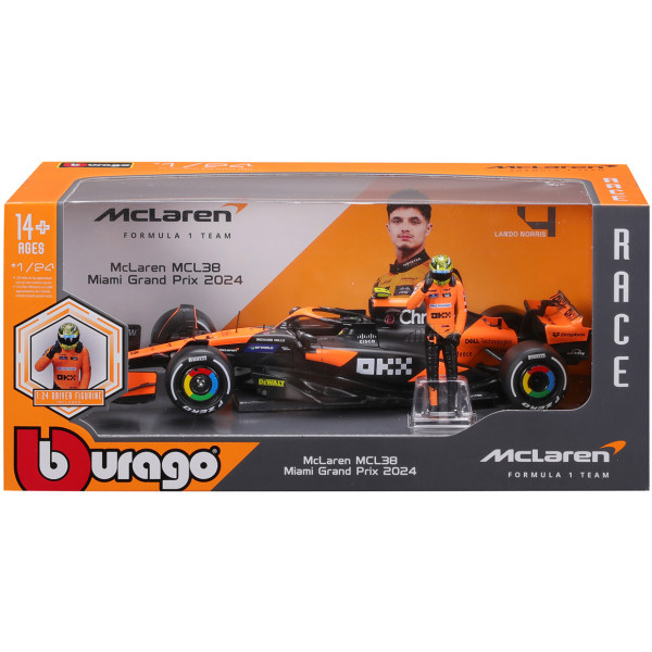 Фото - Колекційна машинка 1:24 Bburago з фігуркою - MCLAREN MCL38 1:24 (18-28040)