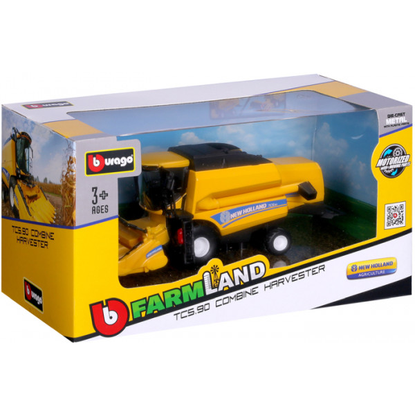 Фото - Наземна спецтехніка Bburago Зернозбиральний комбайн New Holland TC5.90 (з кукурудзяною жниваркою) (18-31722)