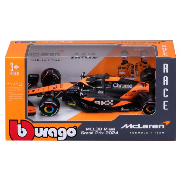 Фото - Коллекционная машинка 1:43 Bburago MCLAREN F1 MCL38 2024 в ассортименте (18-38214)
