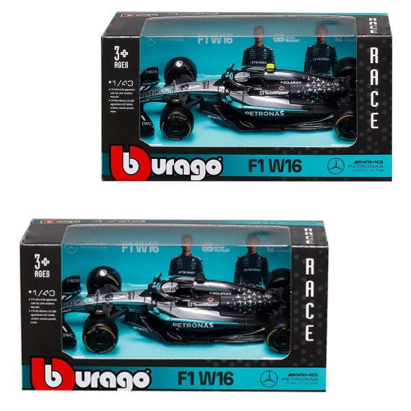 Фото - Колекційна машинка 1:43 Bburago MERCEDES-AMG F1 W16 PETRONAS (2025) в асортименті (18-38237)