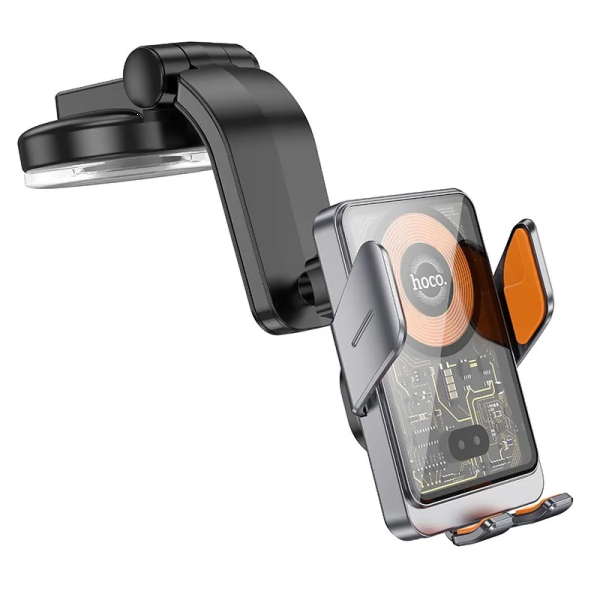 Фото - Автотримач з бездротовою зарядкою HOCO HW8 Metal Gray (6942007608152)