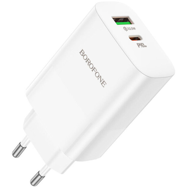 Фото - Мережевий зарядний пристрій BOROFONE BN10 Sunlight PD65W dual port(1A1C) charger White (6974443388190)