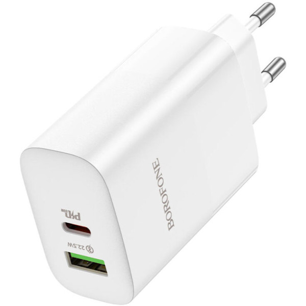 Фото - Мережевий зарядний пристрій BOROFONE BN10 Sunlight PD65W dual port(1A1C) charger White (6974443388190)