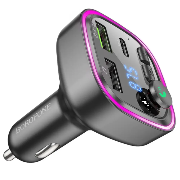 Фото - FM модулятор BOROFONE BC48 Broad QC3.0 car BT FM transmitter 18W Black (6941991104039)