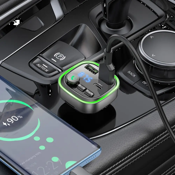 Фото - FM модулятор BOROFONE BC48 Broad QC3.0 car BT FM transmitter 18W Black (6941991104039)
