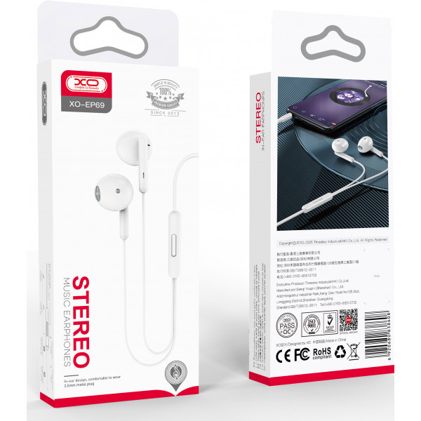 Фото - Навушники вкладиші дротові XO XO-EP69-WH