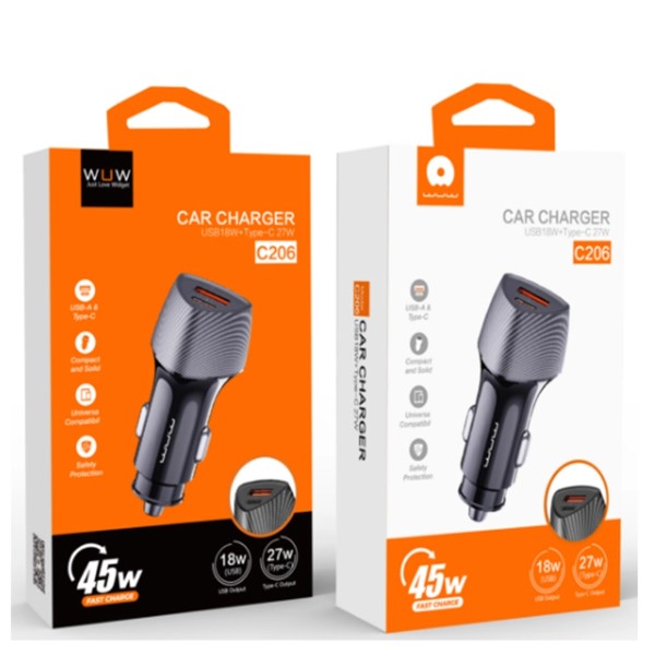 Фото - Автомобильное зарядное устройство WUW C206 PD20W+QC3.0 Grey (6972573333394)