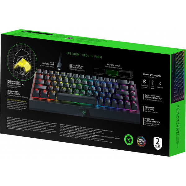Фото - Клавіатура бездротова ігрова Razer BlackWidow V3 Mini Hyperspeed, Yellow Switch RU (RZ03-03890700-R3R1)