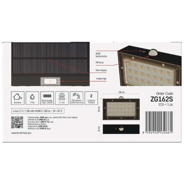 Фото - Світлодіодний світильник EMOS ZG162S 350 лм IP65 4000K PIR