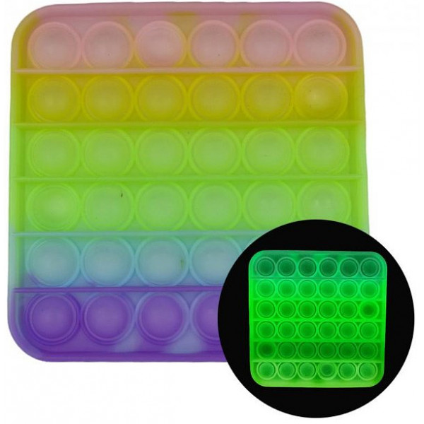 Фото - Стретч-антистрес Sibelly Pop It Square Glow in Dark (SB-PPIT-SQL-GD)