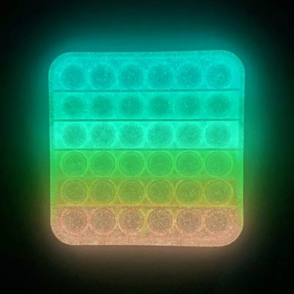 Фото - Стретч-антистрес Sibelly Pop It Square Glow in Dark (SB-PPIT-SQL-GD)