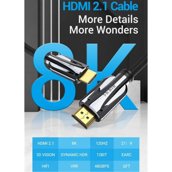 Фото - Кабель HDMI Vention HDMI - HDMI v.2.1 (M/M) 1.5m Black (AALBG)
