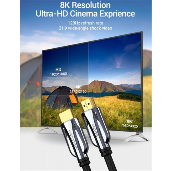 Фото - Кабель HDMI Vention HDMI - HDMI v.2.1 (M/M) 1.5m Black (AALBG)