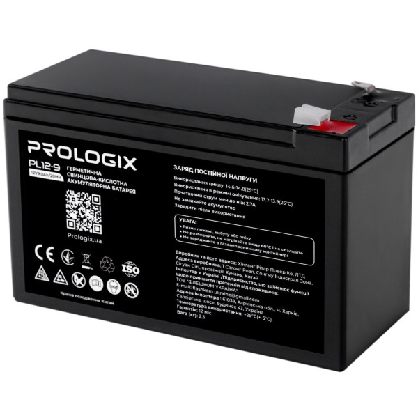 Фото - Акумулятор для ДБЖ ProLogix 12V 9AH (PL12-9) AGM