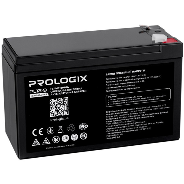 Фото - Акумулятор для ДБЖ ProLogix 12V 9AH (PL12-9) AGM