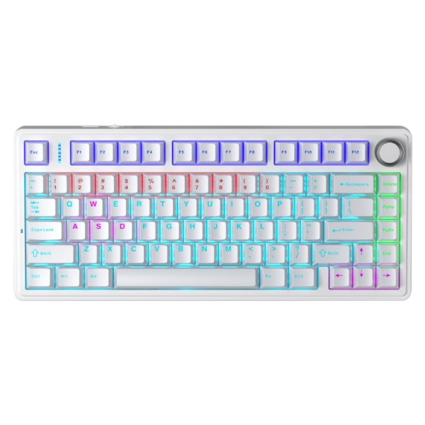 Фото - Клавіатура дротова ігрова Aula F75 White keycap KRGD blue EN/UA (6948391202839)