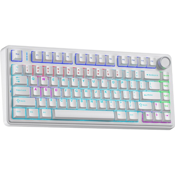 Фото - Клавіатура дротова ігрова Aula F75 White keycap KRGD blue EN/UA (6948391202839)