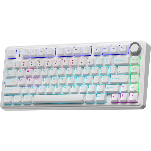 Фото - Клавіатура дротова ігрова Aula F75 White keycap KRGD blue EN/UA (6948391202839)