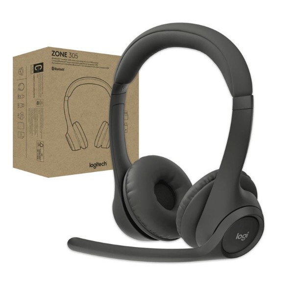 Фото - Гарнитура беспроводная Logitech Zone 305 for Business Wireless/Bluetooth Direct Black (981-001458)