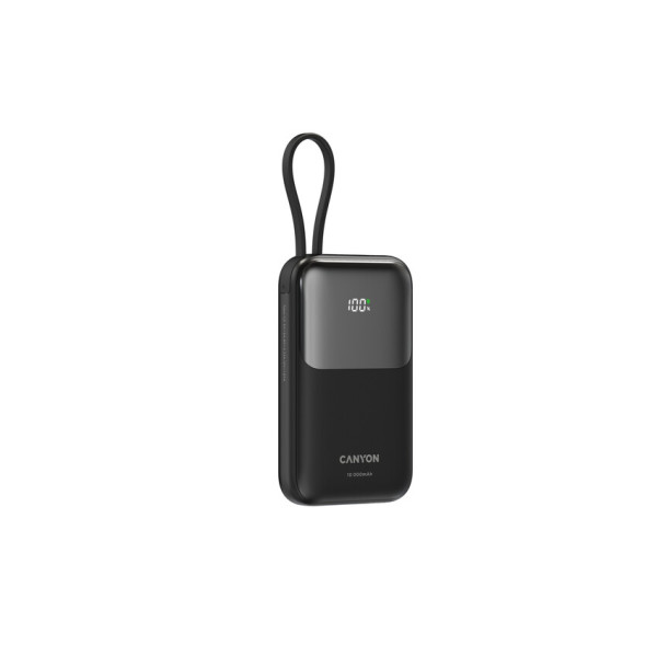 Фото - Батарея мобільна Canyon OnPower 101 built-in cable 10000 mAh PD22.5W Black (CNS-CPB101BK)