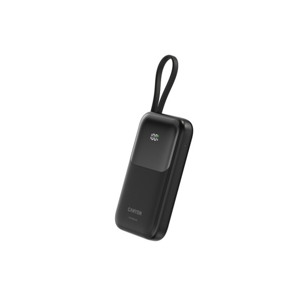 Фото - Батарея мобільна Canyon OnPower 101 built-in cable 10000 mAh PD22.5W Black (CNS-CPB101BK)