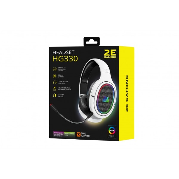Фото - Гарнитура проводная игровая 2E HG330 RGB USB 7.1 White (2E-HG330WT-7.1)