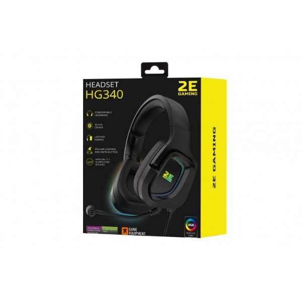 Фото - Гарнитура проводная игровая 2E HG340 RGB USB 7.1 Black (2E-HG340BK-7.1)