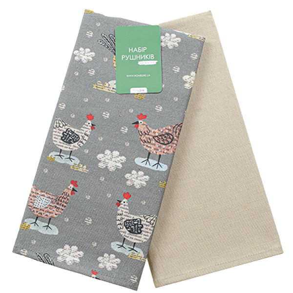 Фото - Набір рушників Home Line ПОЛУПАНАМА 40х60 см 2 шт. Сhicken News (186718)