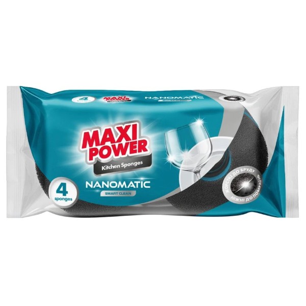 Фото - Набір губок фібрових для миття посуду Maxi Power Nanomatic 4 шт. (2000998943035)