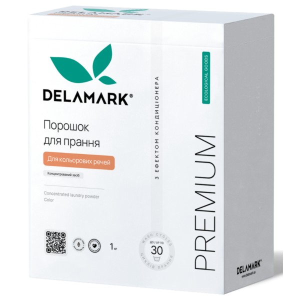 Фото - Пральний порошок DeLaMark Premium Line Color з ефектом кондиціонера 1 кг (4820152330970)