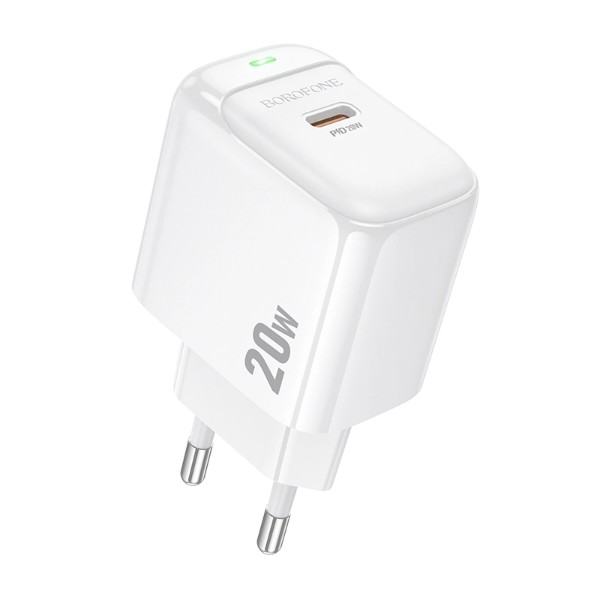 Фото - Сетевое зарядное устройство BOROFONE BAS43A Potential single-port PD20W charger(EU) White (6941991113819)